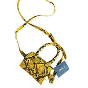 Forever 21 Yellow Snake Skin Pattern Micro Bag